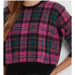 Lauren Ralph Lauren Black Label Alpaca Wool Blend Plaid CrewNeck Sweater Size XL